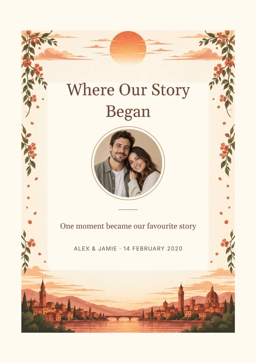 Where Our Story Began template preview