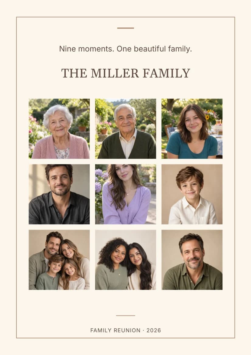 Nine Moments, One Family template preview