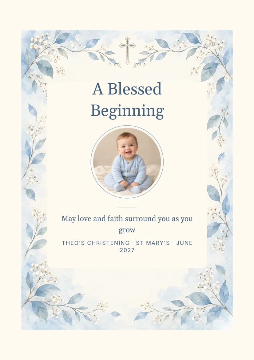 A Blessed Beginning template preview