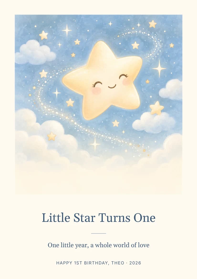 Little Star Turns One template preview