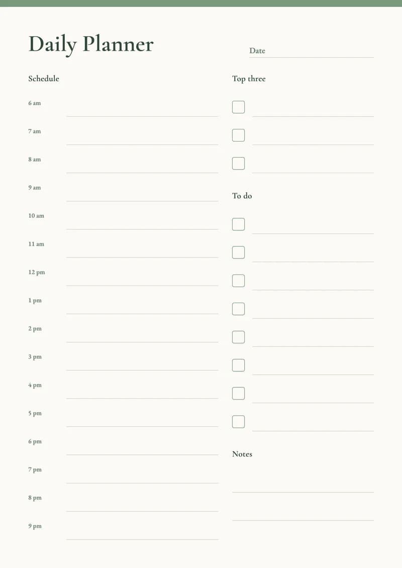 Daily Planner template preview