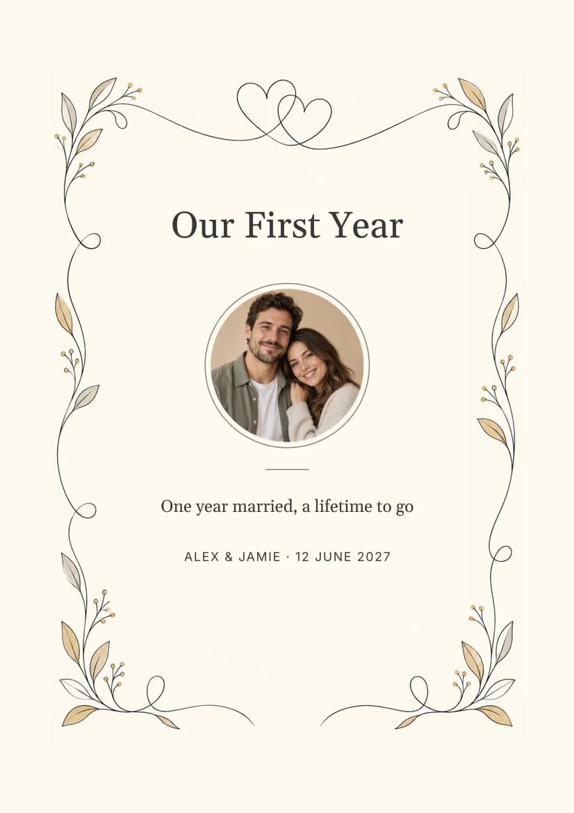 Our First Year template preview