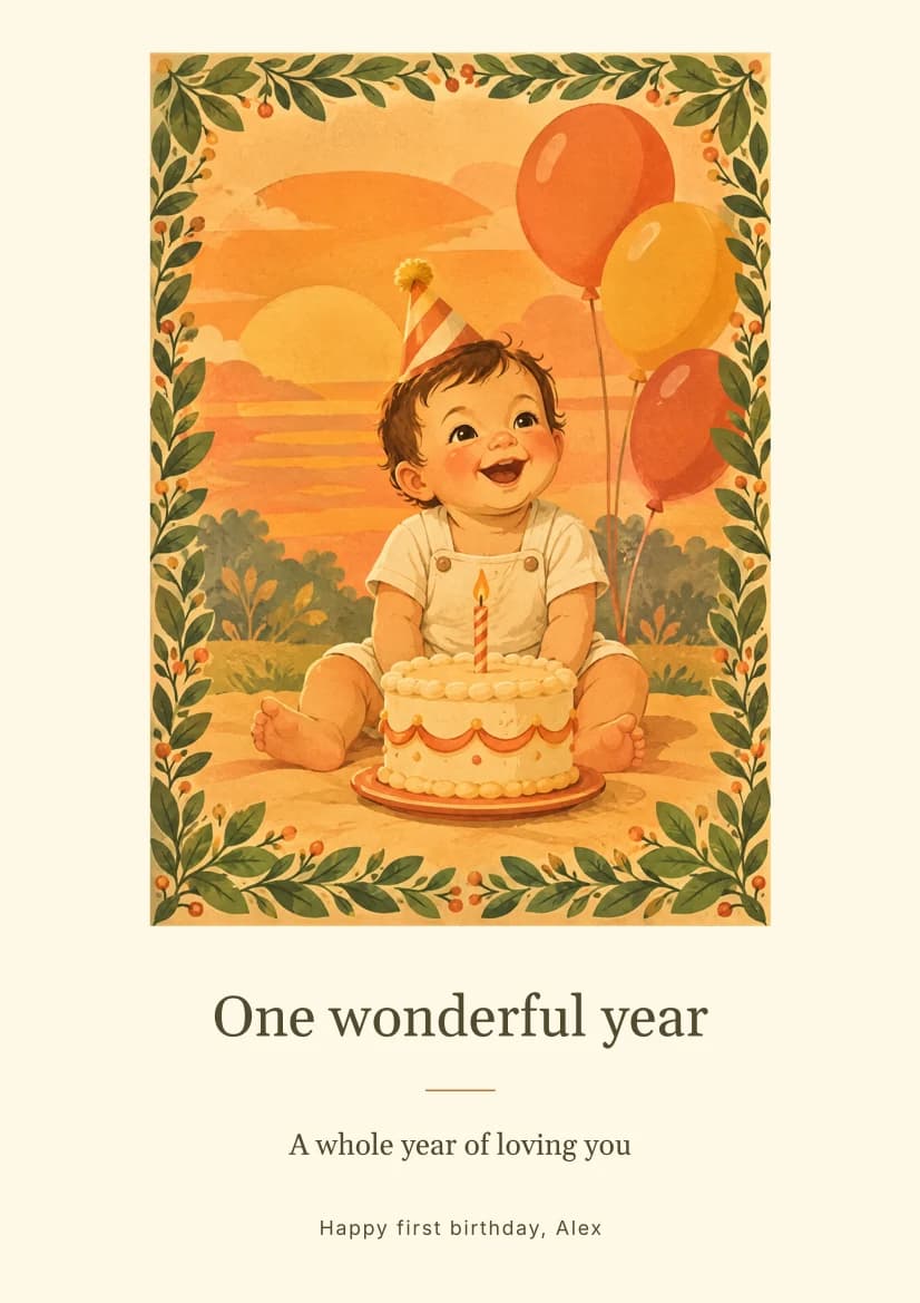 First Birthday Sunshine template preview