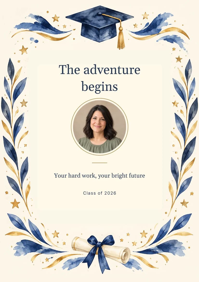 Navy & Gold Graduate template preview