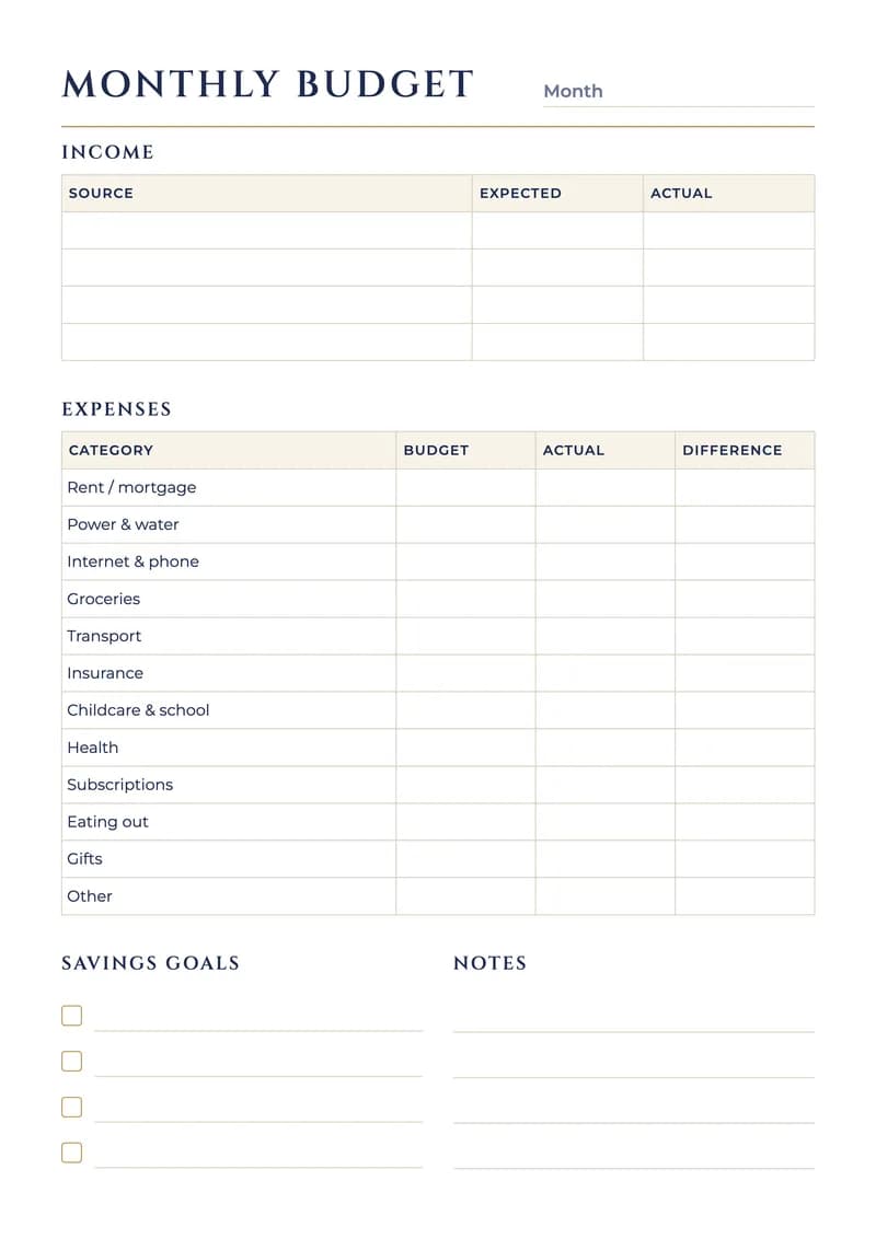 Monthly Budget Planner