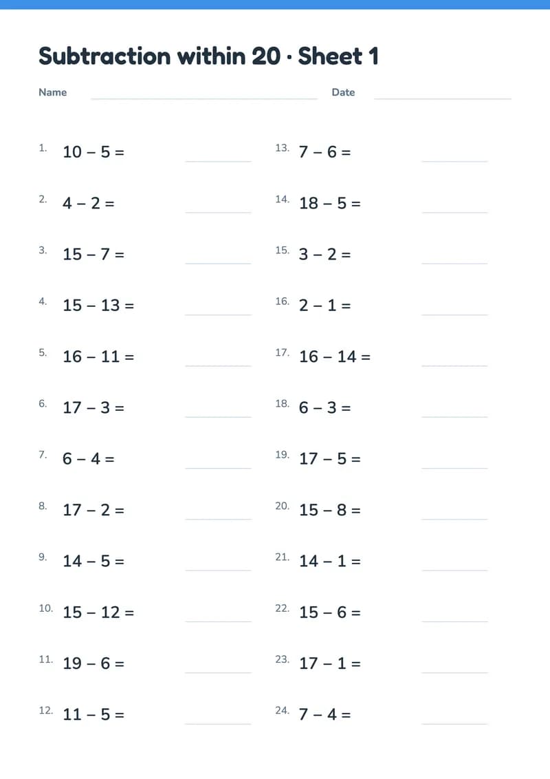 Subtraction within 20