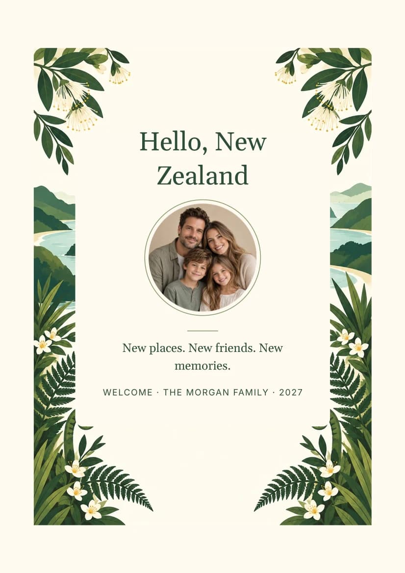 Hello, New Zealand template preview