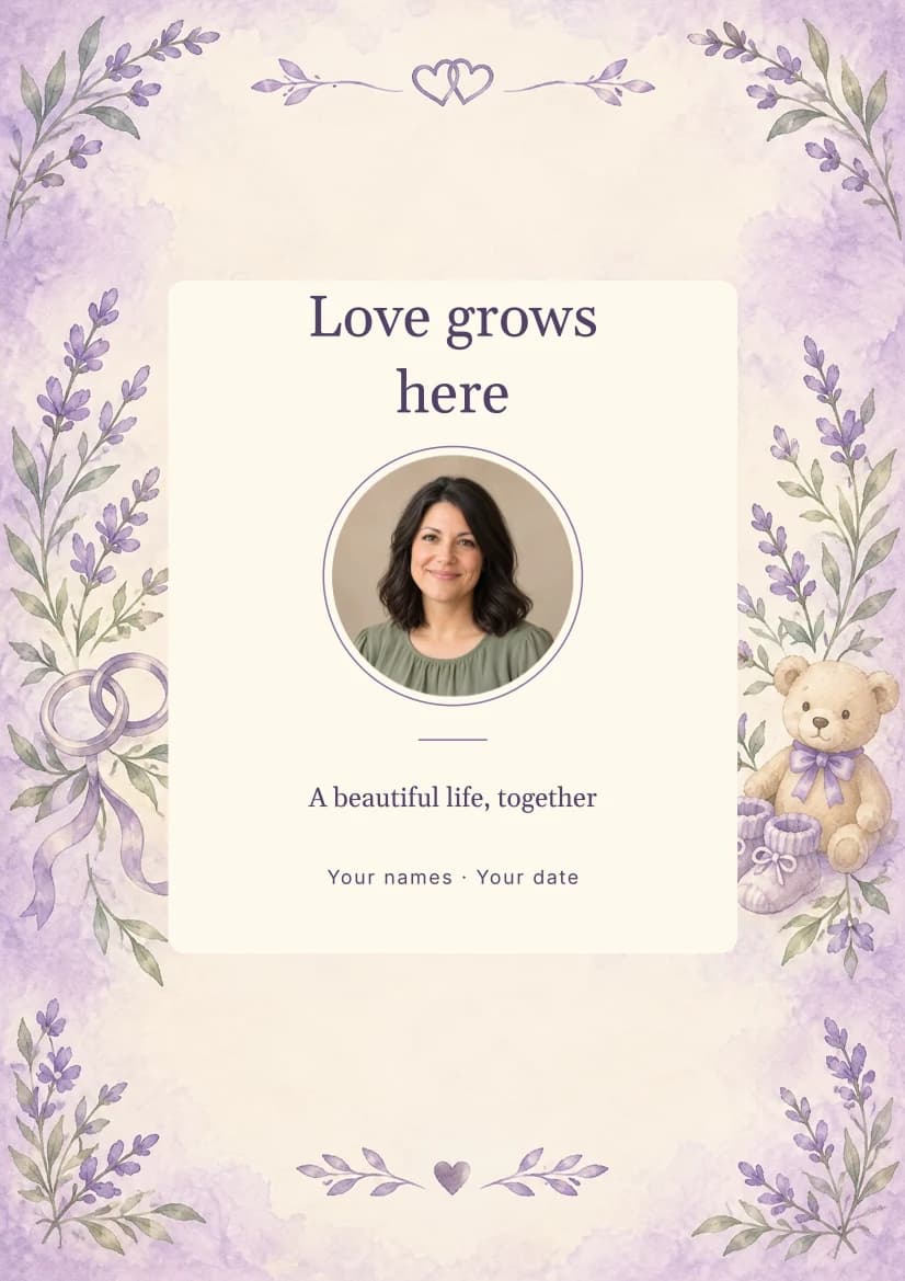 Lavender Hearts template preview