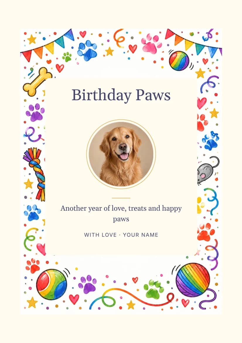 Birthday Paws template preview
