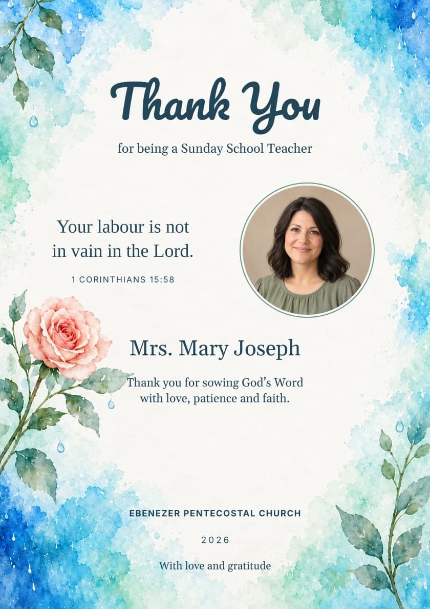 Sunday School · Aqua Rose template preview