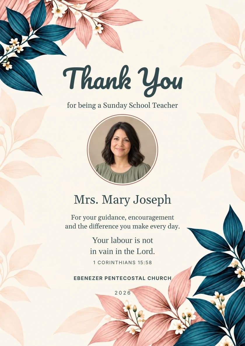 Sunday School · Blush Teal template preview